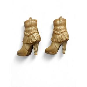 Pre-owned Barbie Fashionistas Doll 88 Gold High Heel Boots Western FJF48